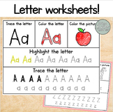 Letter Worksheets! 26 Alphabet Printable's to trace, highl