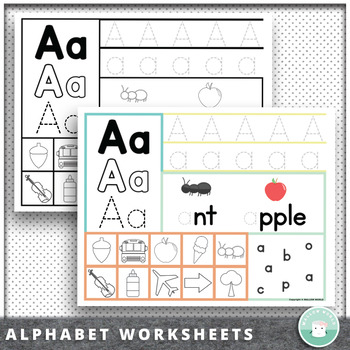 Preview of Preschool - Kindergarten Alphabet Recognition Letter Tracing Worksheets