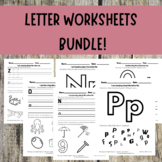 Letter Worksheets Bundle - Trace, Write, Identify, Circle