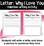 Letter Writing Activity: Why I Love You | Valentine's Day