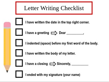 Preview of Letter Writing Checklist