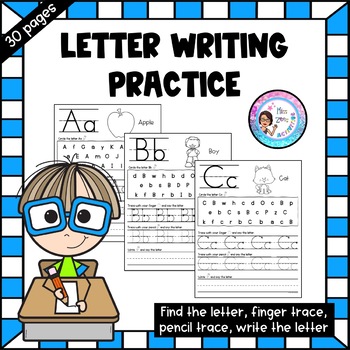 Letter Writing Practice - Search, Trace, & Write all 26 letters!