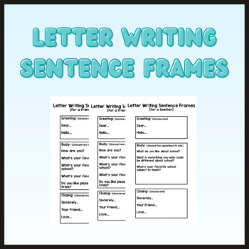 Preview of Letter Writing Sentence Frames