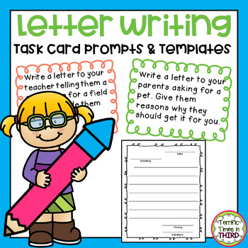 Preview of Friendly and Persuasive Letter Writing Prompts - Task Card and Writing Templates