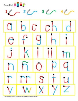 SPANISH and ENGLISH - Pre-write, Trace, Uppercase / Lowercase letter ...