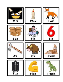 elementary words that end with x