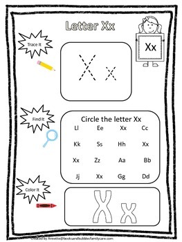 letter x trace it find it color it preschool printable worksheet daycare