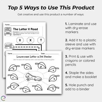 Lowercase Letter x Tracing Worksheets