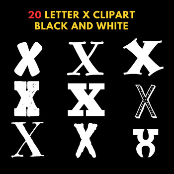 Preview of Letter X clipart black and white