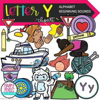 Preview of Letter Y Clip Art - List of Y Words for Kindergarten - Phonics Alphabet Clipart