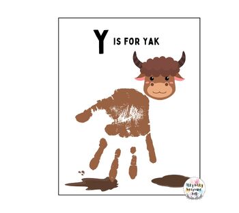 Preview of Letter Y Handprint Art Craft Printable Template / Alphabet / Y is for Yak