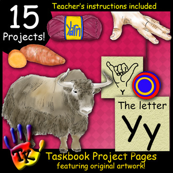 Preview of Letter Y TK Taskbook Interactive Notebook Workbook Recognition Phonics ASL