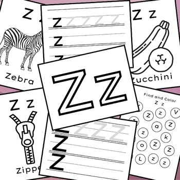 Preview of Letter Z Alphabet Worksheets, Preschool Homeschool Workbook, Writing Practice