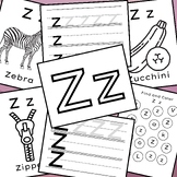 Letter Z Alphabet Worksheets, Preschool Homeschool Workboo