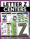 Letter Z Centers & Zz Hands on Activity Mats for Preschool