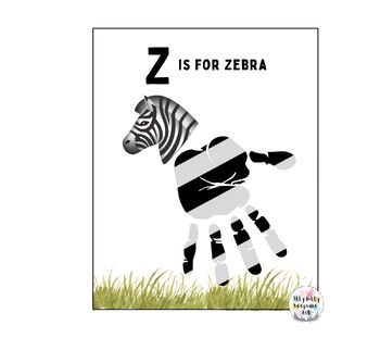 Preview of Letter Z Handprint Art Craft Printable Template / Alphabet / Z is for Zebra