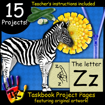 Preview of Letter Z TK Taskbook Interactive Notebook Workbook Recognition Phonics ASL