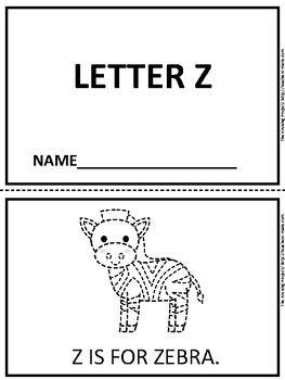 Preview of Letter Z tracing and coloring emergent reader for pre-K, K, homeschool. Spec.Ed