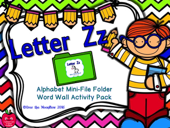 Preview of Letter Zz Mini-File Folder Word Wall Activity Pack