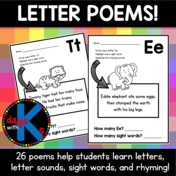 Preview of Letter / alphabet poems for letters A-Z {GREAT for early readers!}