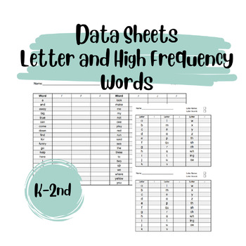 Preview of Letter and High Frequency Words Progress Monitoring Data Sheets Sight Words