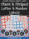 Letter and Number Labels - Stars and Stripes Theme {Red, W