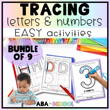 Preview of Letter and Number Tracing BUNDLE of 9 Alphabet Recognition and Sound Practice