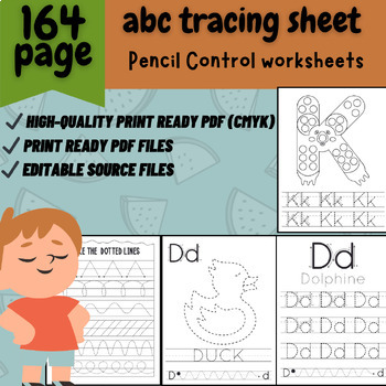 Preview of Abc and Numbers tracing sheet,Pencil Control worksheets,pencil grip control