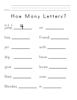 Letter and Word Counting for Emergent Readers Print-and-Go | TpT