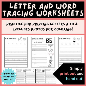 Preview of Letter and Word Tracing Worksheets