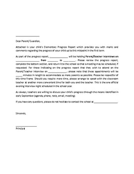 sample letter to teacher about student progress