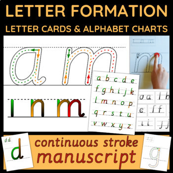 Preview of Letter formation cards and charts - continuous stroke manuscript, lower case