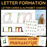 Letter formation cards and charts - continuous stroke manu