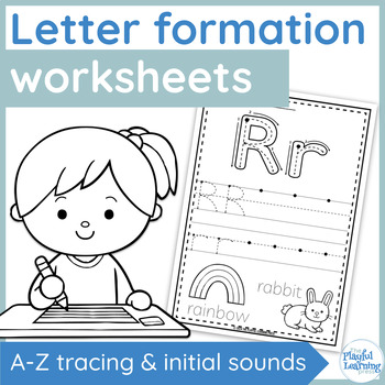 Preview of Letter formation practice sheets - alphabet tracing and beginning sounds