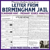 Letter from Birmingham Jail MLK Worksheet Primary Source Analysis