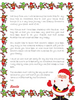 Letter from Santa by Stress Free Kindergarten | TPT