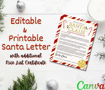 Preview of Letter from Santa, Secret Santa Ideas, Santa letter, Nice List Certificate