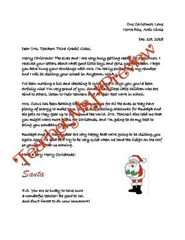 Personalized Letter from Santa to Your Class or Child {Editable}