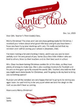 Personalized Letter from Santa {Editable} w/ Bonus Christmas Coloring Pages