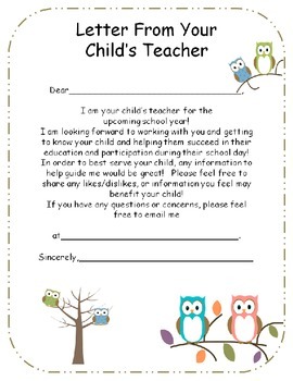Preview of Letter from Teacher to Parents {editable}