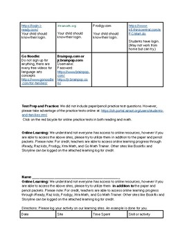 Letter home for at home learning packet explanation editable by Julie ...