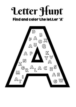 Letter hunt, Letter recognition activity worksheet, Alphabet hunt printable