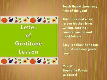 Preview of Letter of Gratitude Lesson