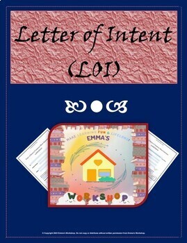 Preview of Letter of Intent (LOI) Template|Homeschool Tools|Emma's Workshop
