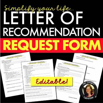Preview of Reference Letter/Letter of Recommendation Request Form Editable