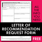 Letter of Recommendation Request Form, College Application