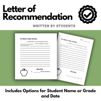 Letter of Recommendation from Students by Episode in Elementary | TPT
