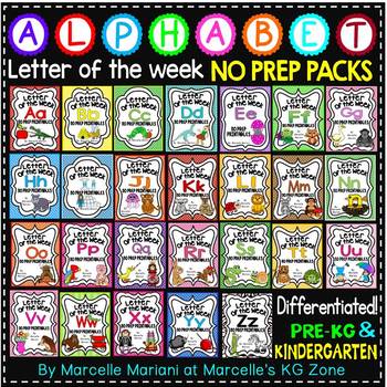 Preview of ALPHABET WORKSHEETS- Letter of the week- NO PREP Alphabet BUNDLE A-Z