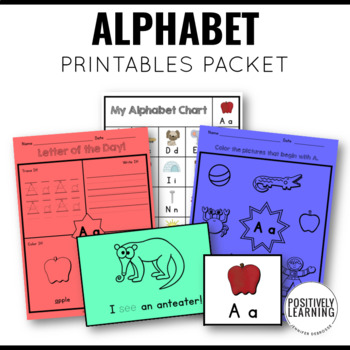 Preview of Alphabet Worksheets Packet | Low Prep Printables, Visuals, Mini Book