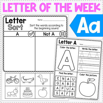 Preview of Letter of the Week A - Free Alphabet Worksheets - PreK and Kindergarten Phonics